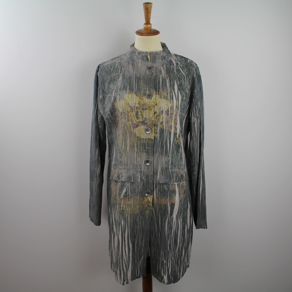 Talk Of The Walk Crinkle Button Down Jacket Pocket